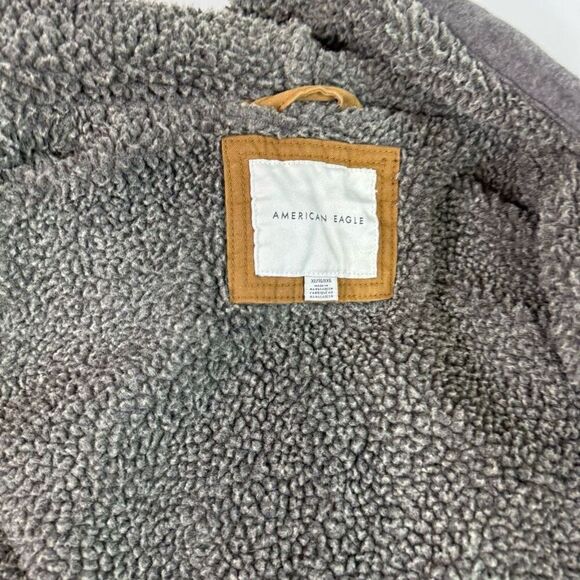 American Eagle Coat Men XL Lined Waxed Canvas Jacket Workmans Brown Sherpa Chore - Picture 5 of 10